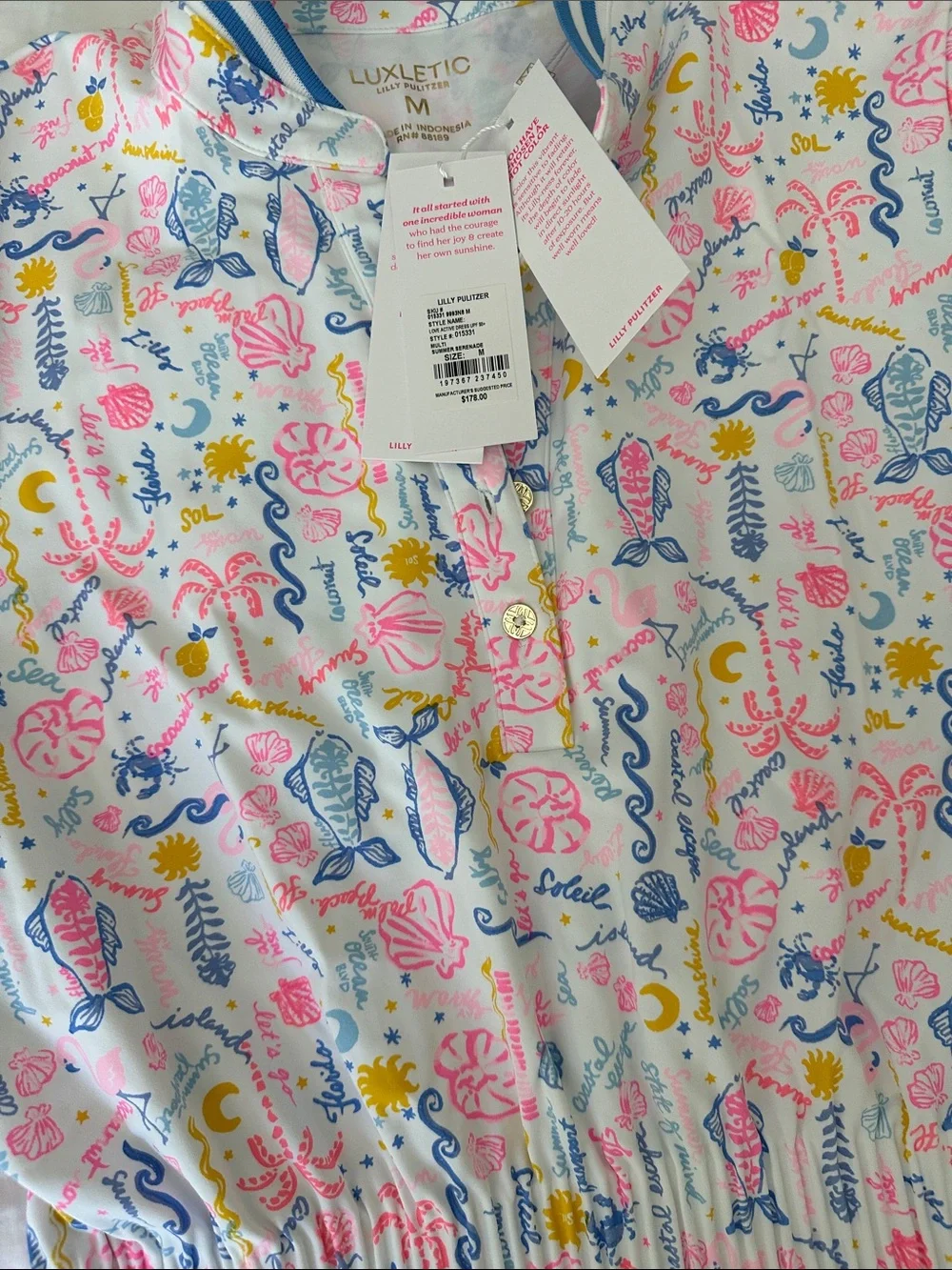 NWT, Lilly Pulitzer Love Active Dress UPF 50+ in Multi Summer Serenade, Size M